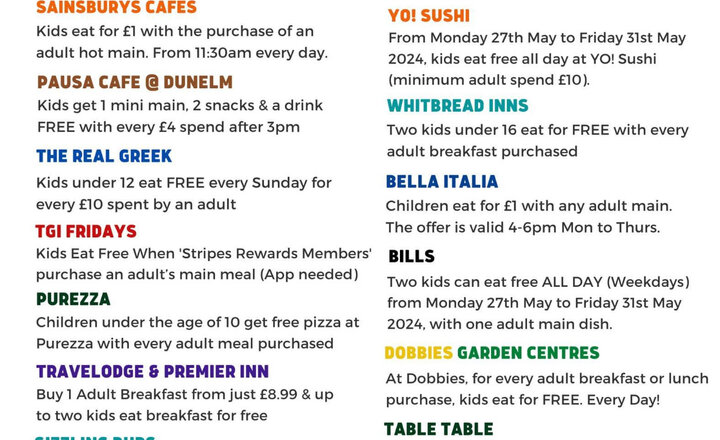 Image of May half term - places to eat free or cheaply