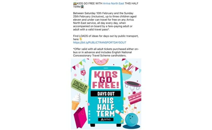 Image of Kids travel for FREE this half term with Arriva